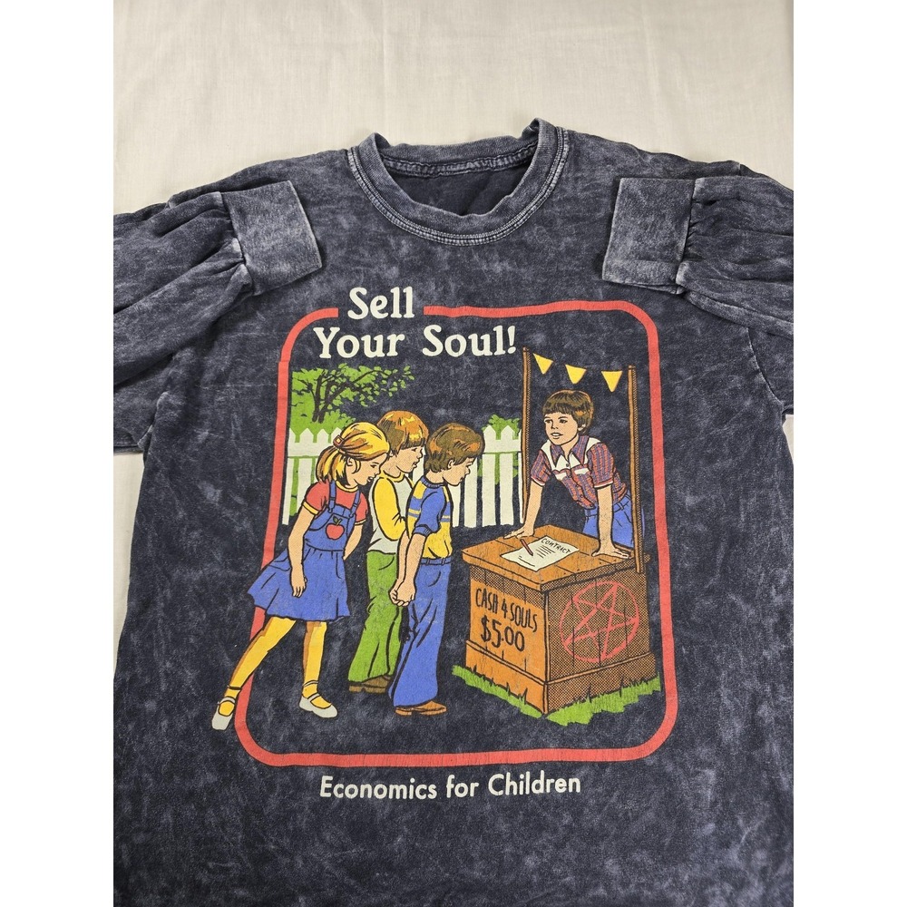 Sell Your Soul Shirt Mens Large Gray Long Sleeve Funny Halloween Parody Graphic